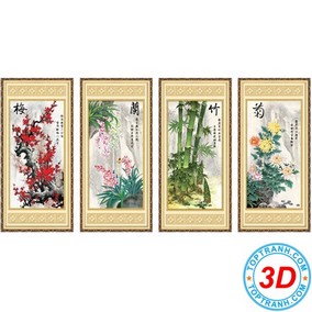 Tranh tứ quý Mai, Lan, Trúc, Cúc